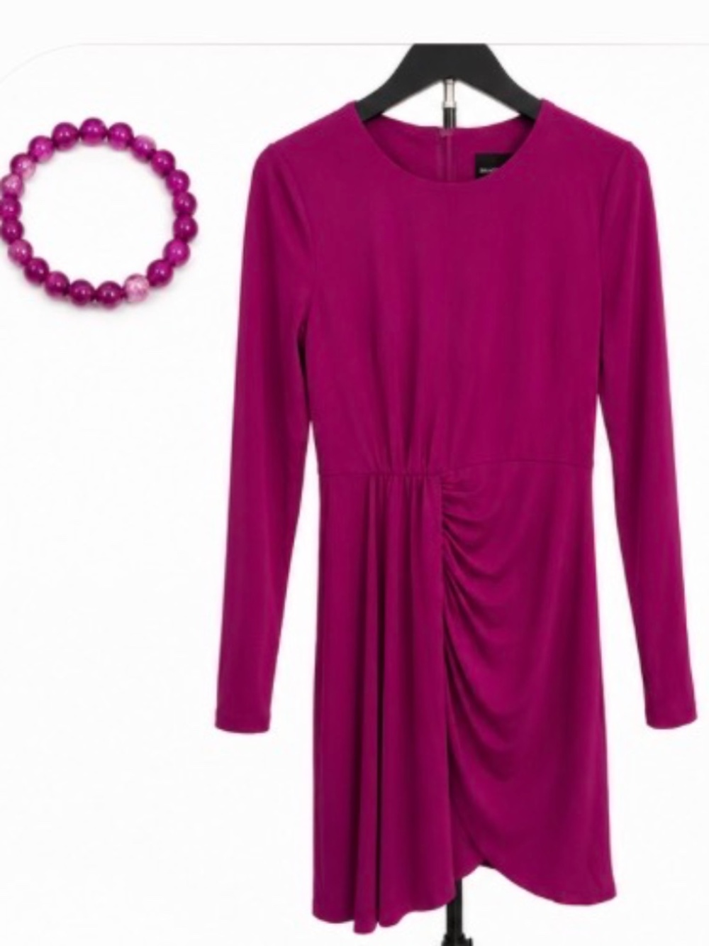 Donna Morgan Orchid Ruched Long Sleeve Dress – Size 2 (NWT)